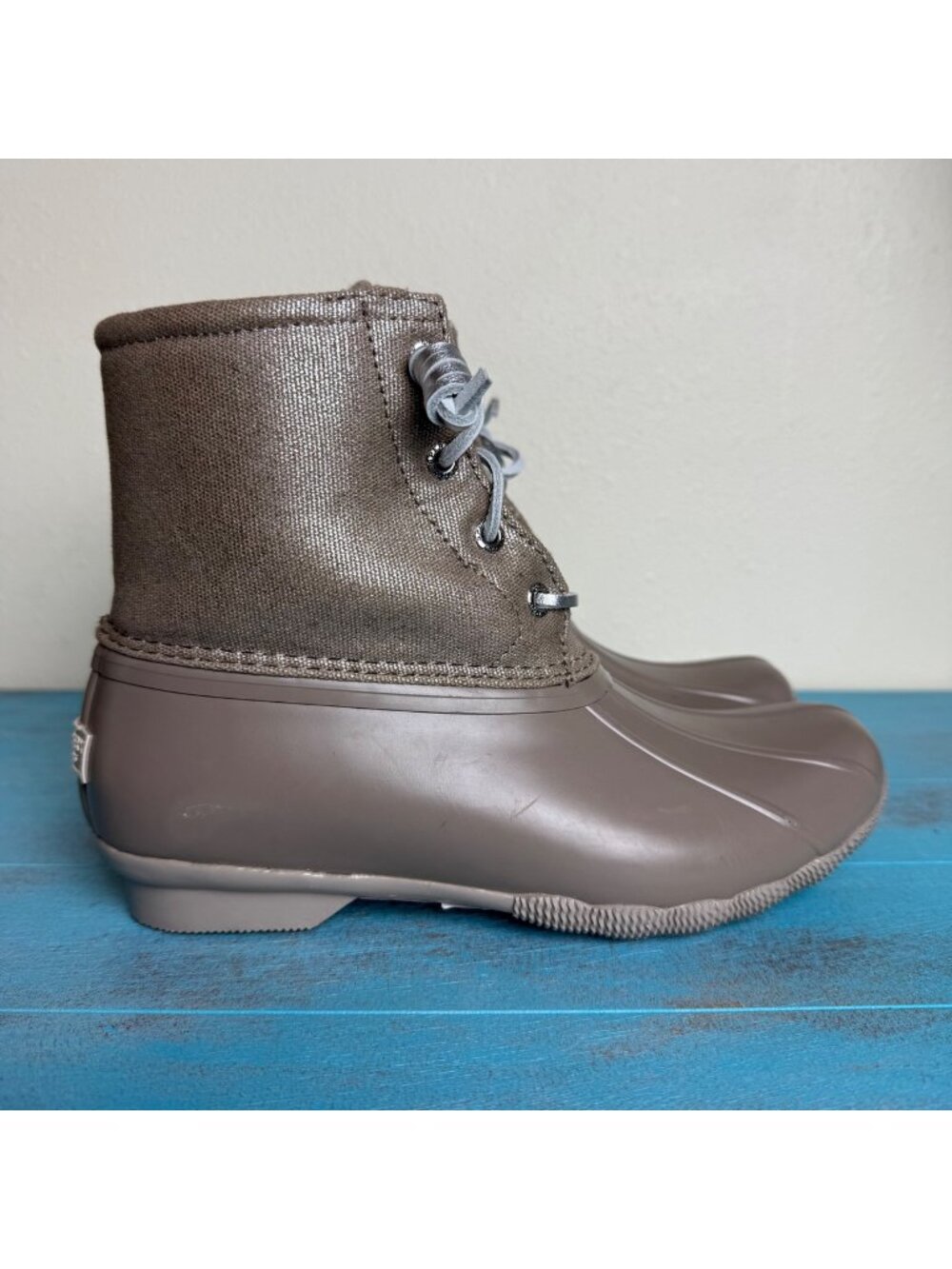 Sperry Saltwater Duck Boots Metallic Shimmer Women's Sz 6 NEW With Tags